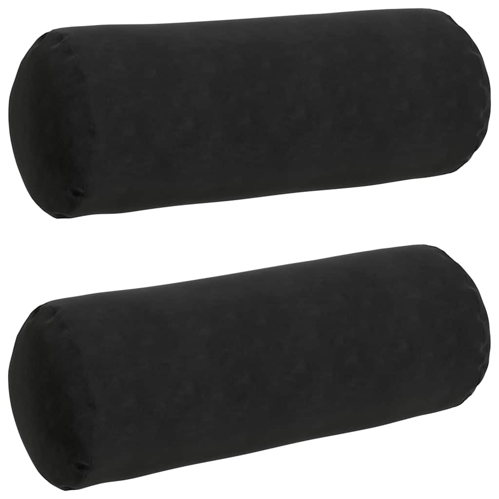 Bolsterkuddar 2 pcs Svart Ø 25 x 70 cm Kordread tyg