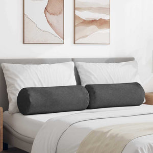 Bolsterkuddar 2 pcs Mörkgrå Ø 25 x 70 cm Kordread tyg