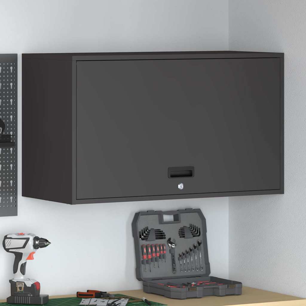 Vägghylla för garage Svart 90 x 40 x 53 cm Pulverlackerad stål