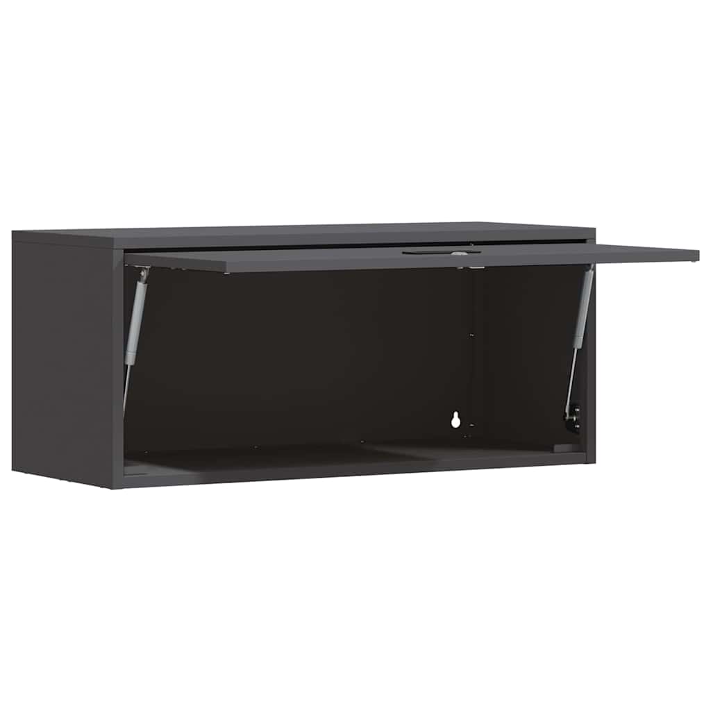 Vägghylla för garage Svart 80 x 33 x 35 cm Pulverlackerad stål