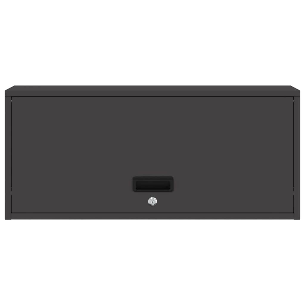 Vägghylla för garage Svart 80 x 33 x 35 cm Pulverlackerad stål