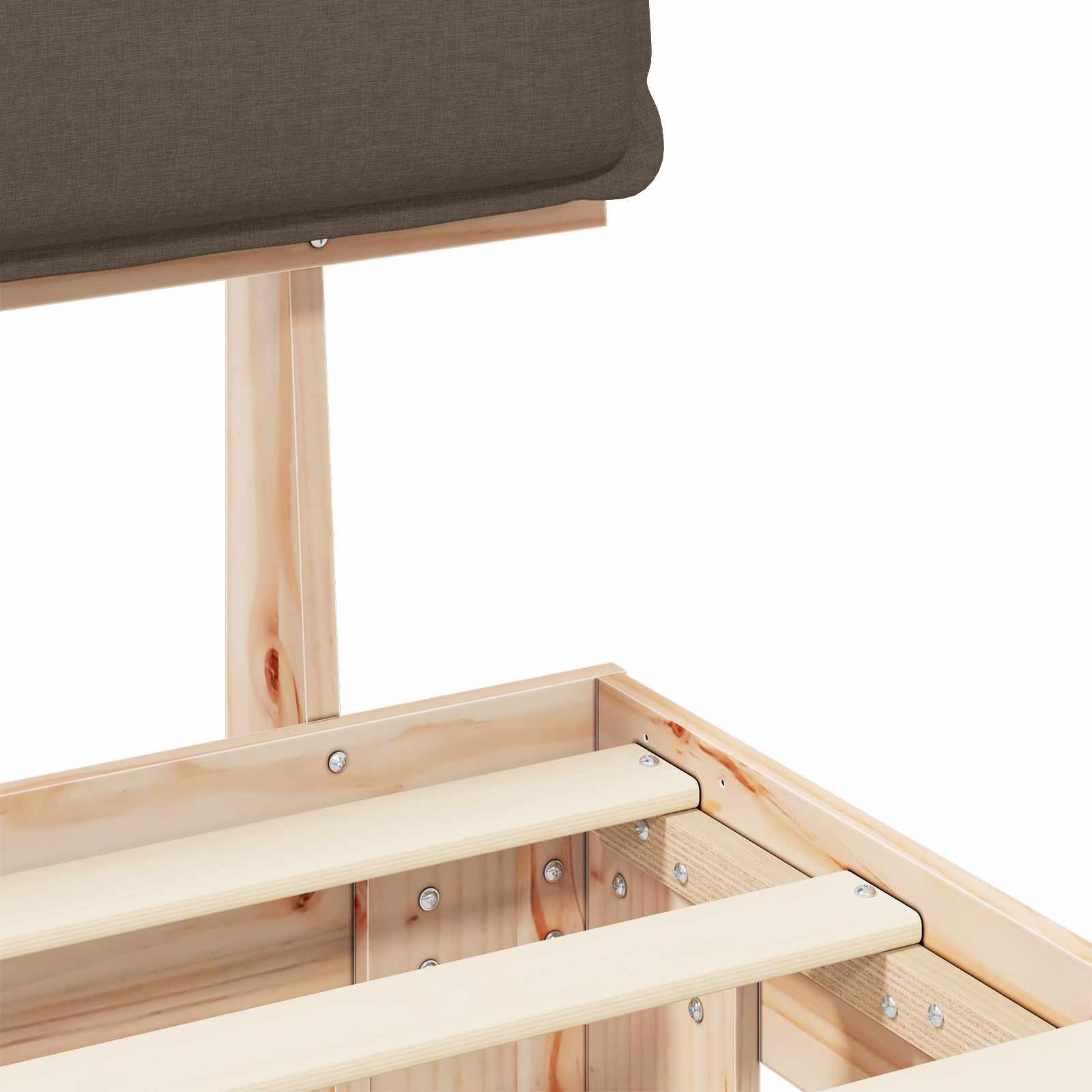 Sängram med Klädd Huvudgavel Taupe 160 x 200 cm Massiv furu