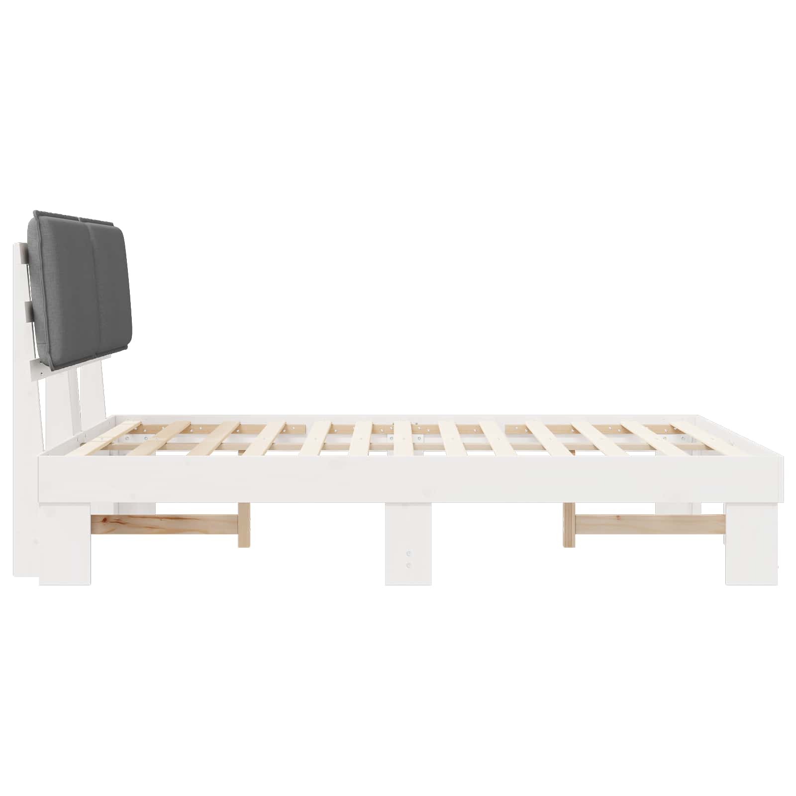 Sängram med Klädd Huvudgavel Ljusgrå 160 x 200 cm Massiv furu