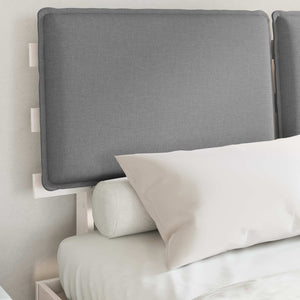 Sängram med Klädd Huvudgavel Ljusgrå 140 x 200 cm Massiv furu