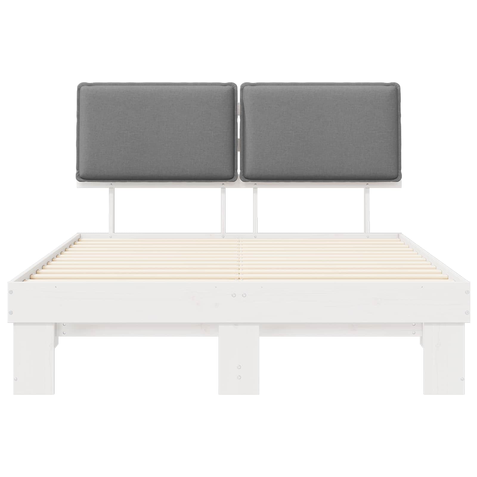 Sängram med Klädd Huvudgavel Ljusgrå 140 x 200 cm Massiv furu