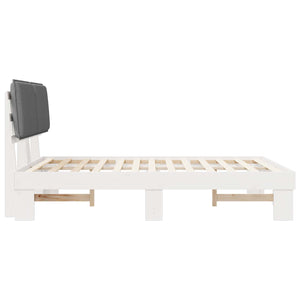 Sängram med Klädd Huvudgavel Ljusgrå 140 x 200 cm Massiv furu
