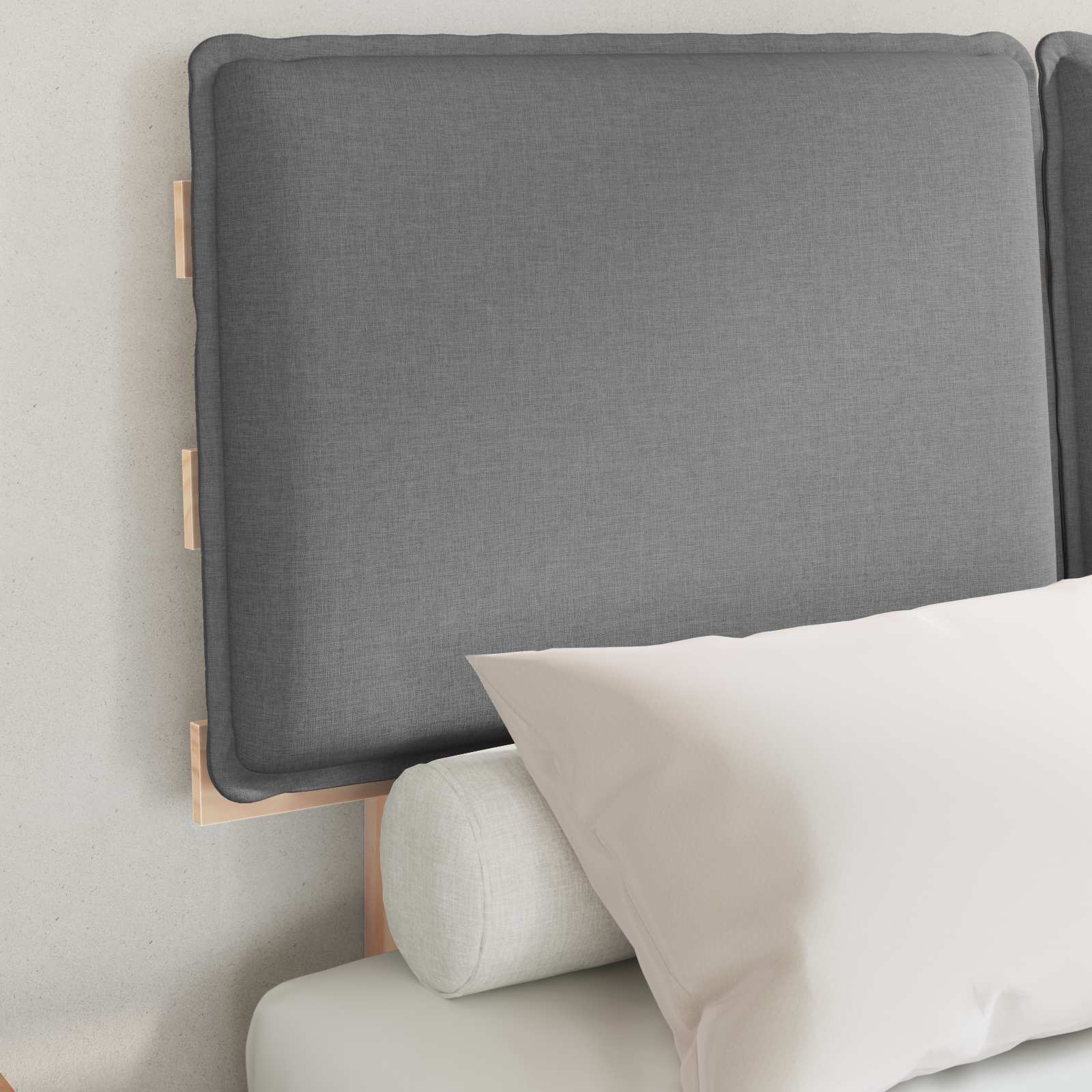 Sängram med Klädd Huvudgavel Ljusgrå 120 x 200 cm Massiv furu