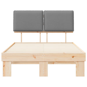 Sängram med Klädd Huvudgavel Ljusgrå 120 x 200 cm Massiv furu