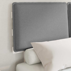 Sängram med Klädd Huvudgavel Ljusgrå 120 x 200 cm Massiv furu