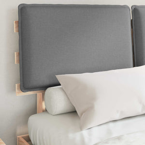 Sängram med Klädd Huvudgavel Ljusgrå 140 x 190 cm Massiv furu