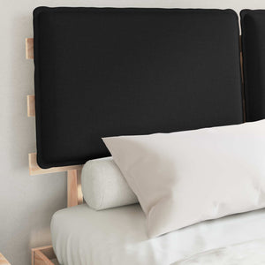 Sängram med Klädd Huvudgavel Svart 140 x 190 cm Massiv furu