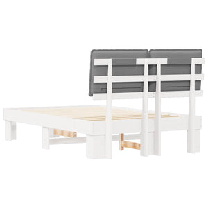 Sängram med Klädd Huvudgavel Ljusgrå 120 x 190 cm Massiv furu