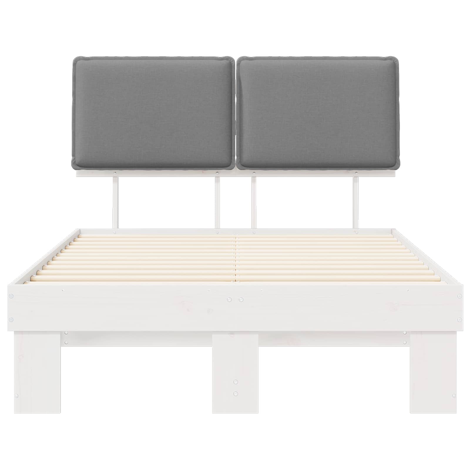 Sängram med Klädd Huvudgavel Ljusgrå 120 x 190 cm Massiv furu