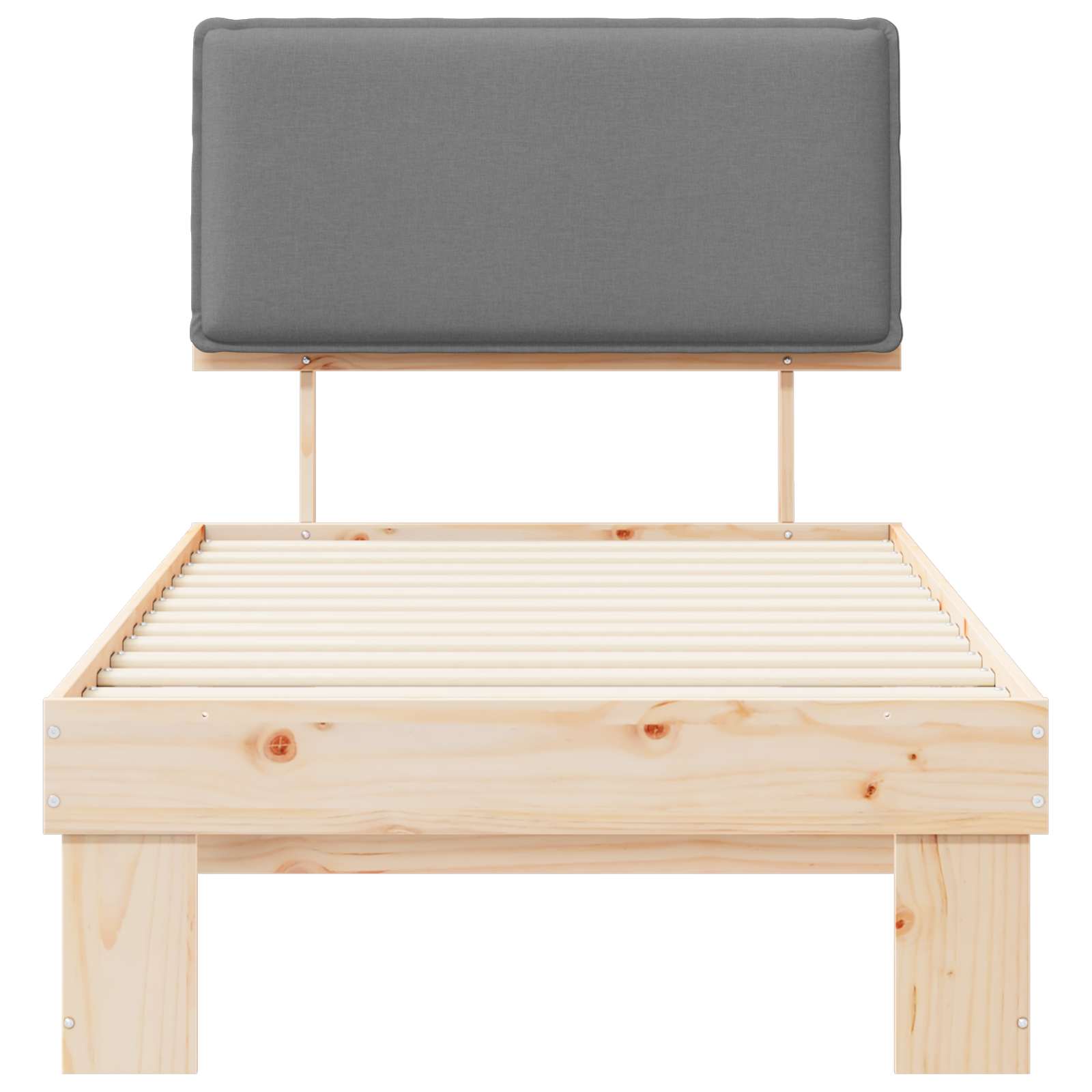 Sängram med Klädd Huvudgavel Ljusgrå 100 x 200 cm Massiv furu