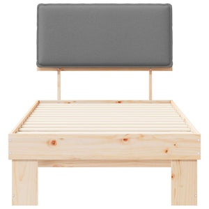 Sängram med Klädd Huvudgavel Ljusgrå 100 x 200 cm Massiv furu