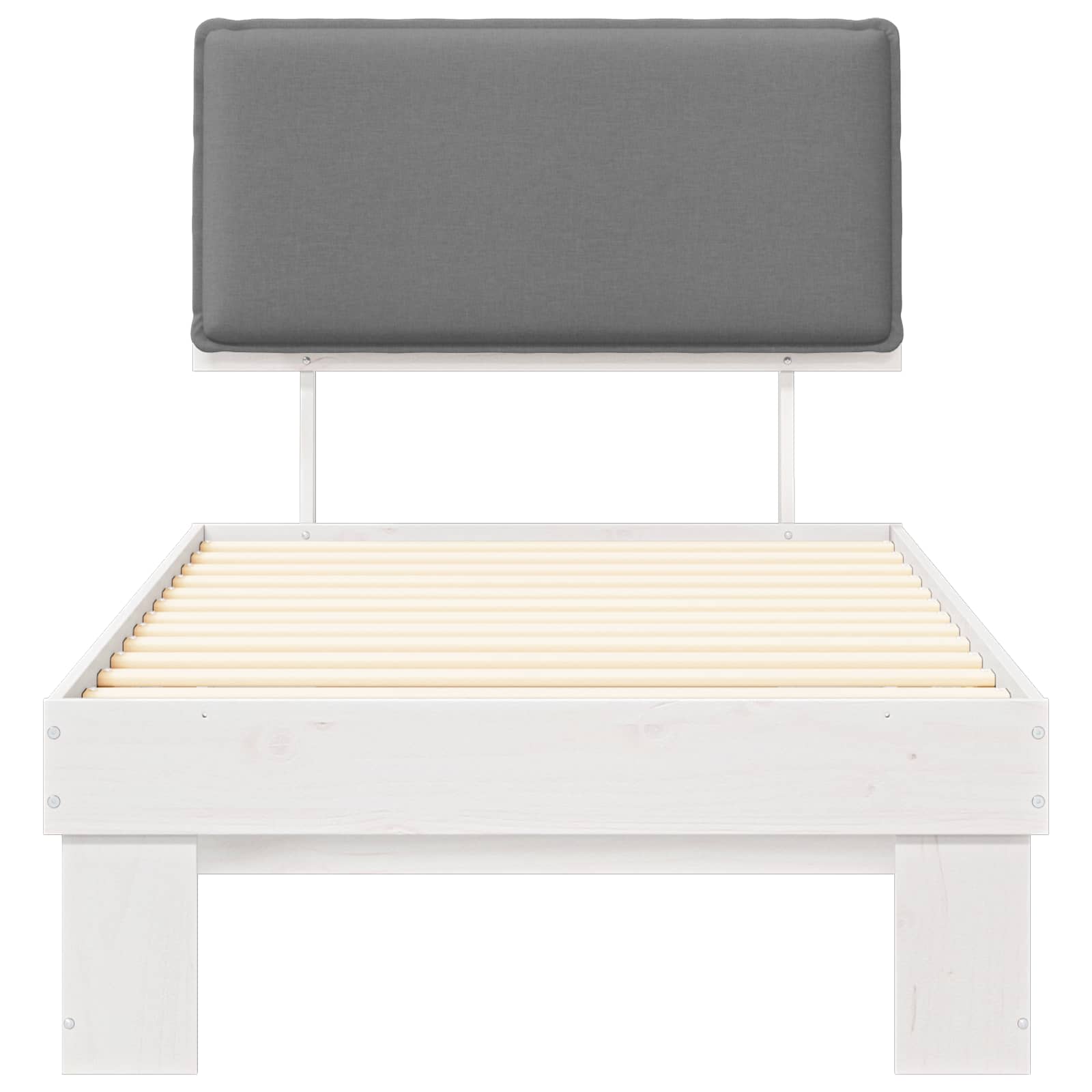 Sängram med Klädd Huvudgavel Ljusgrå 100 x 200 cm Massiv furu