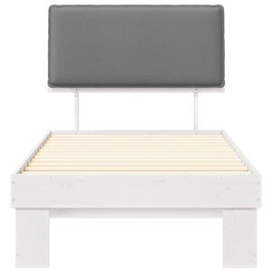 Sängram med Klädd Huvudgavel Ljusgrå 100 x 200 cm Massiv furu