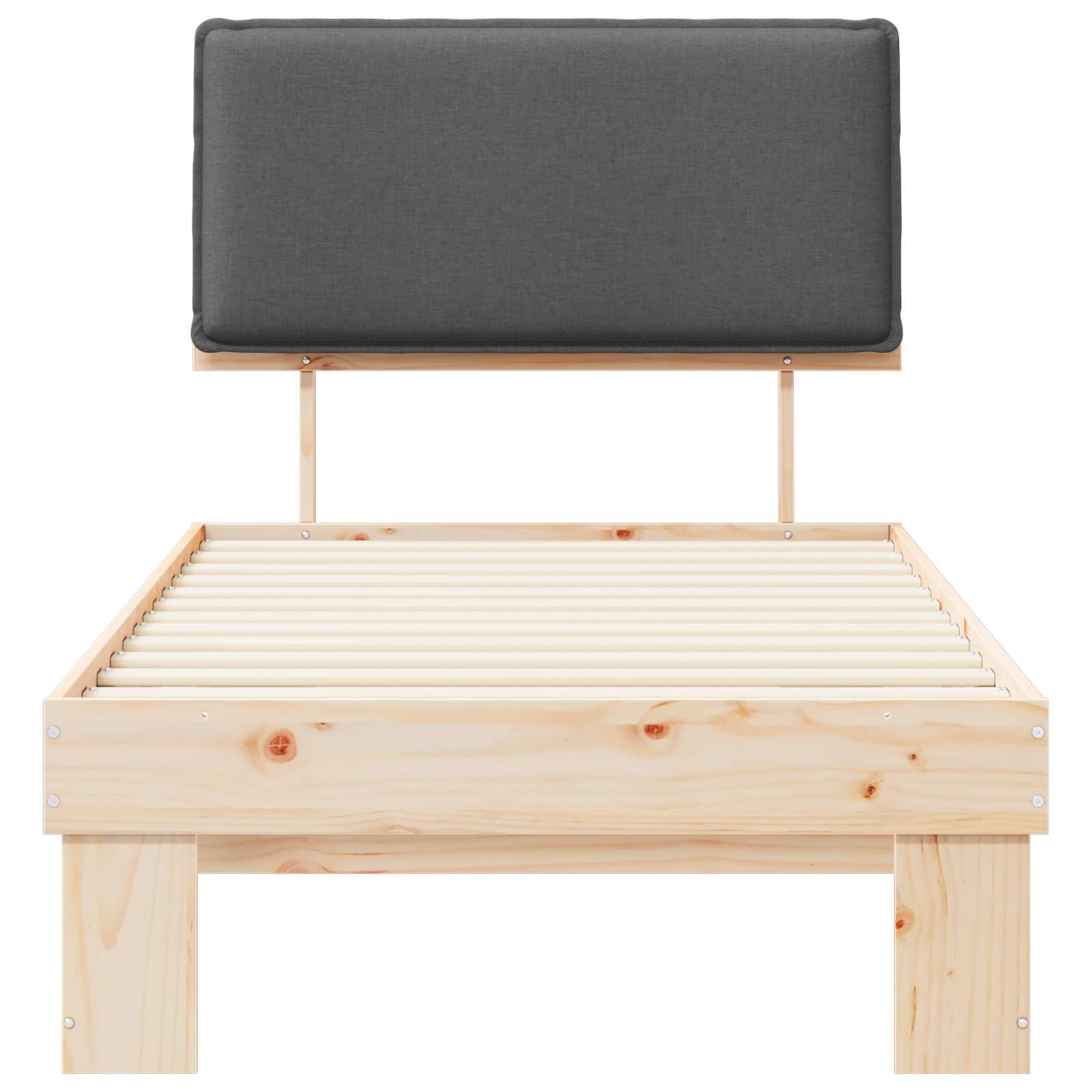 Sängram med Klädd Huvudgavel Mörkgrå 80 x 200 cm Massiv furu