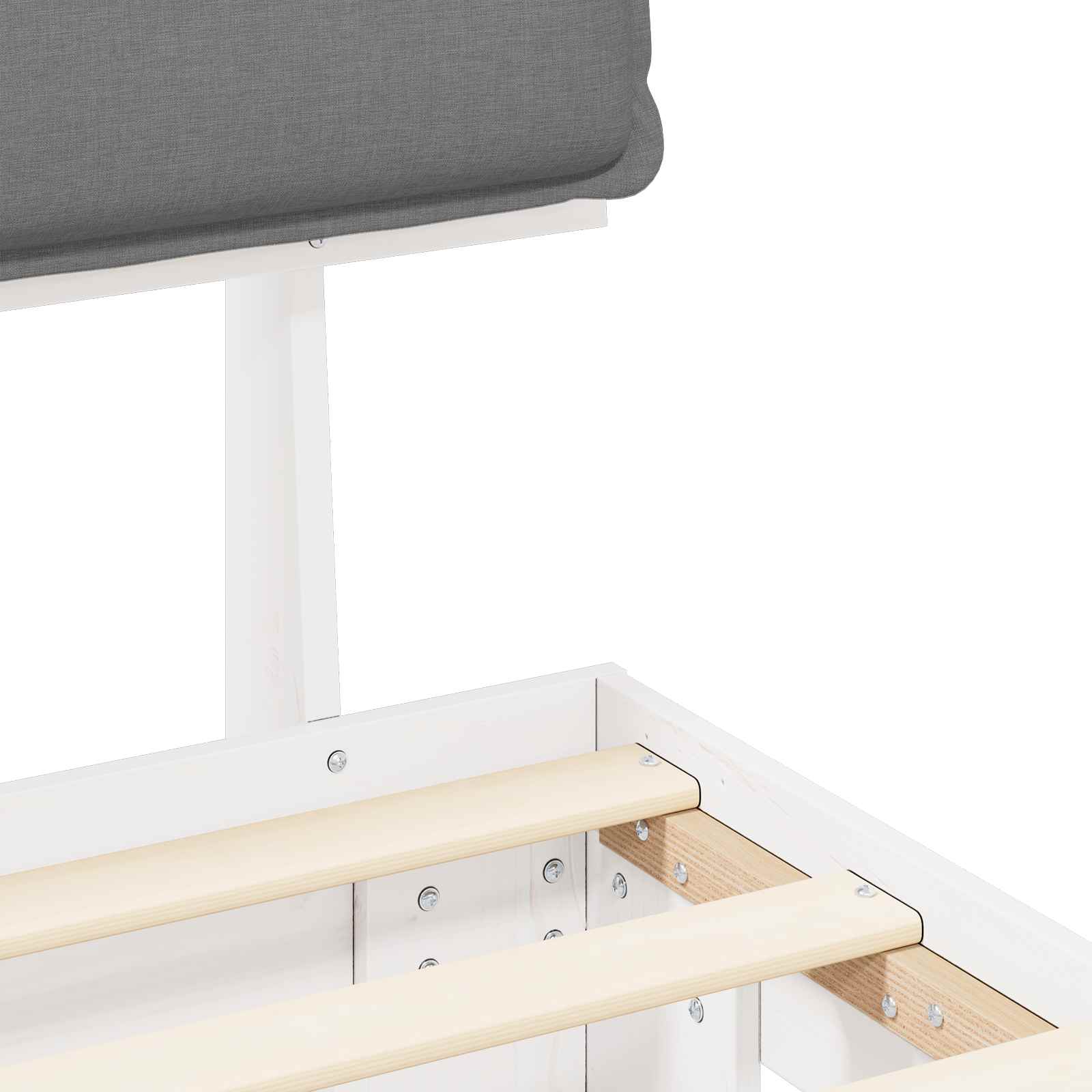 Sängram med Klädd Huvudgavel Ljusgrå 80 x 200 cm Massiv furu