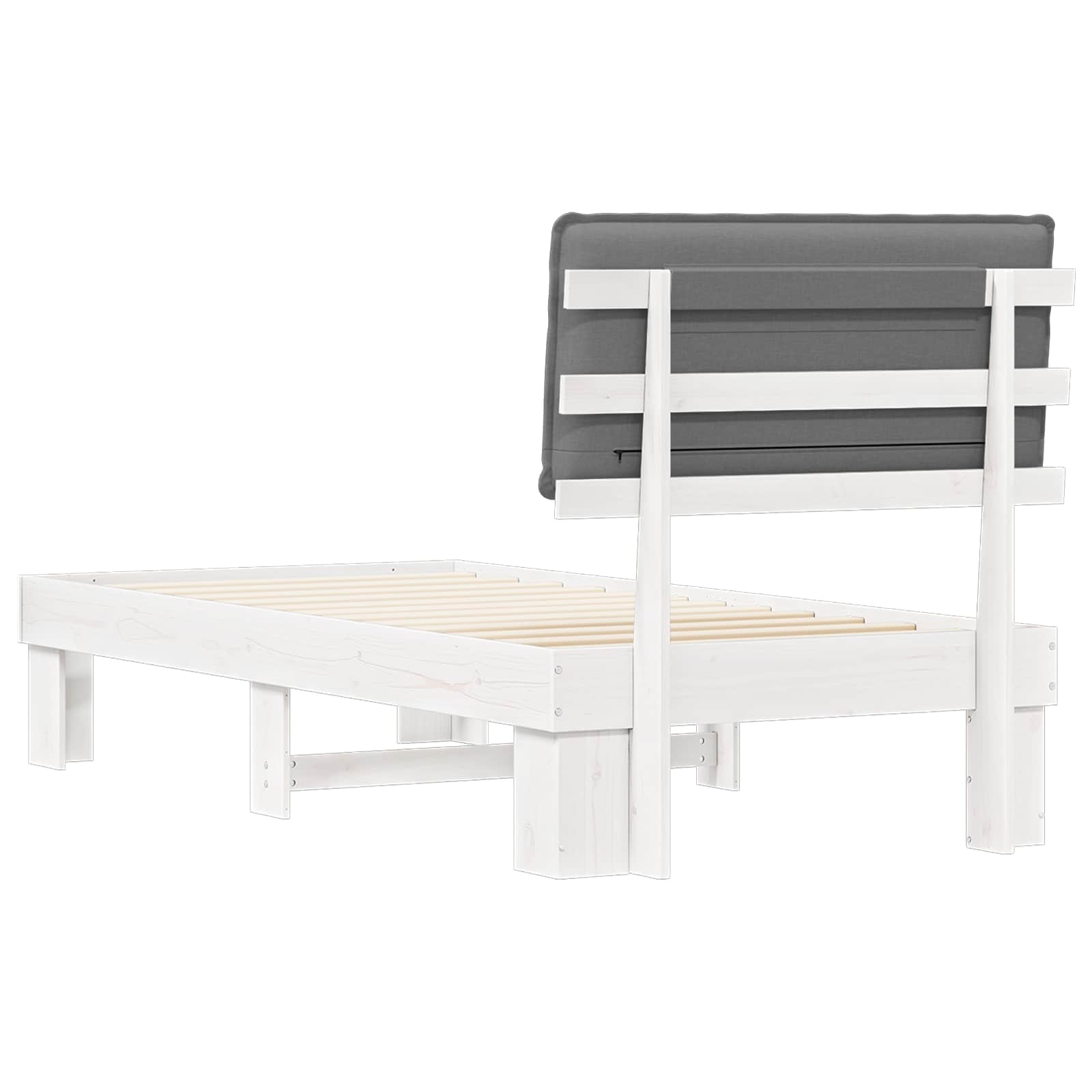 Sängram med Klädd Huvudgavel Ljusgrå 80 x 200 cm Massiv furu