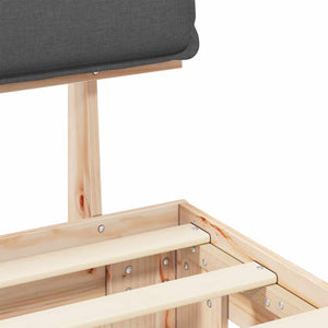 Sängram med Klädd Huvudgavel Mörkgrå 75 x 190 cm Massiv furu