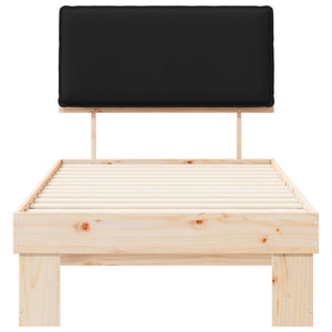 Sängram med Klädd Huvudgavel Svart 75 x 190 cm Massiv furu