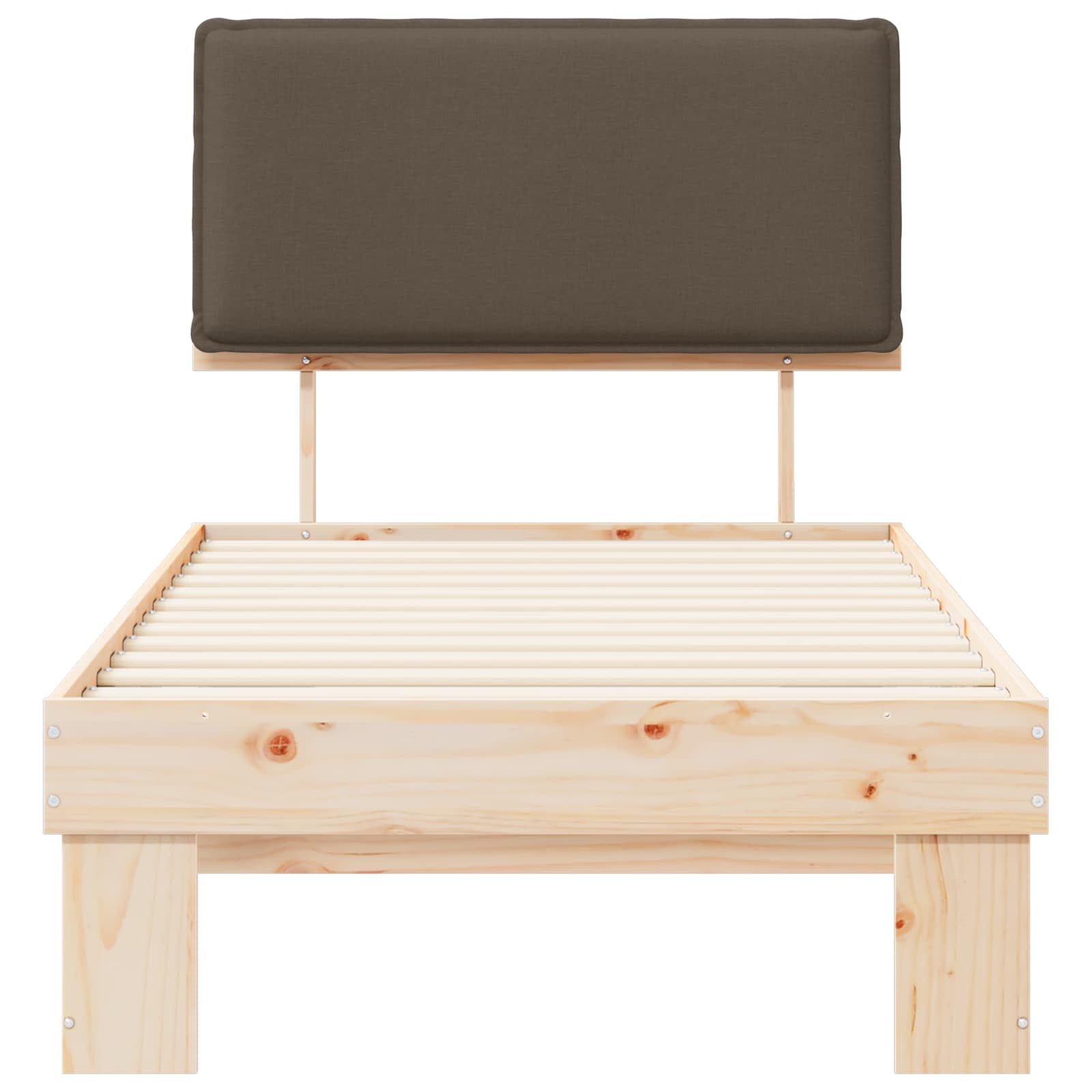 Sängram med Klädd Huvudgavel Taupe 75 x 190 cm Massiv furu