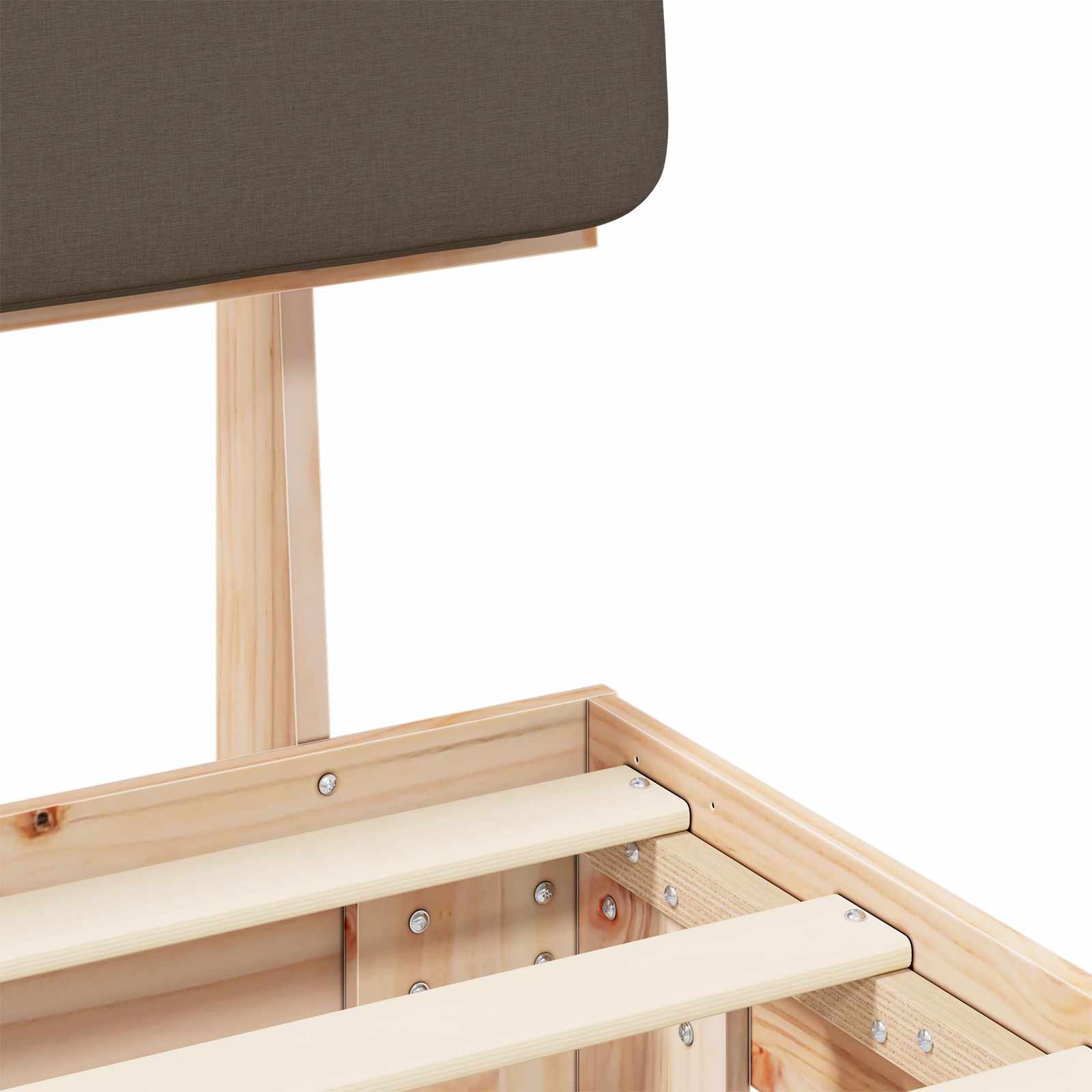 Sängram med Klädd Huvudgavel Taupe 160 x 200 cm Massiv furu