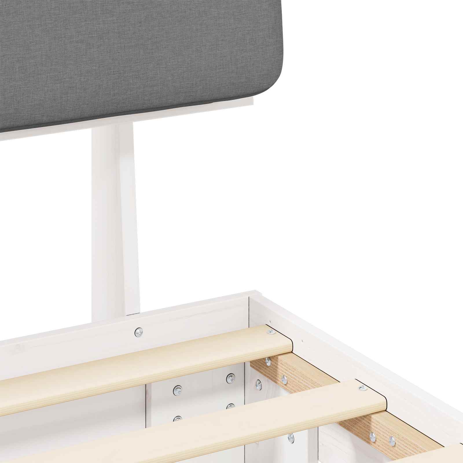 Sängram med Klädd Huvudgavel Ljusgrå 160 x 200 cm Massiv furu