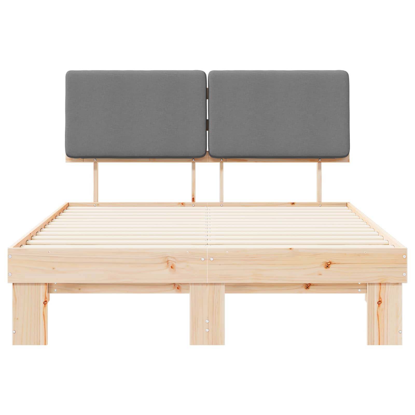 Sängram med Klädd Huvudgavel Ljusgrå 140 x 200 cm Massiv furu