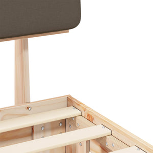 Sängram med Klädd Huvudgavel Taupe 120 x 200 cm Massiv furu