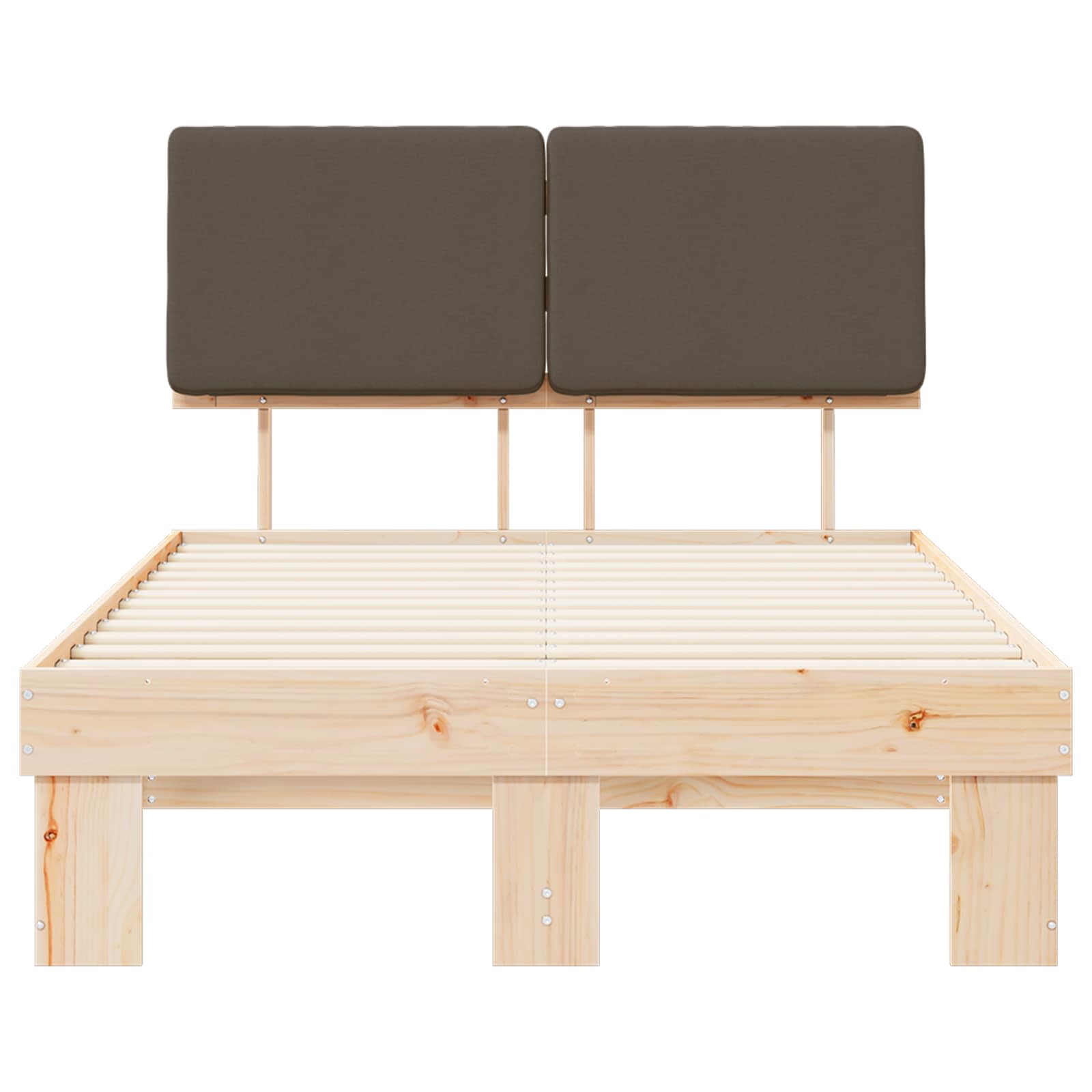 Sängram med Klädd Huvudgavel Taupe 120 x 200 cm Massiv furu