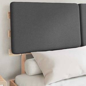 Sängram med Klädd Huvudgavel Mörkgrå 135 x 190 cm Massiv furu