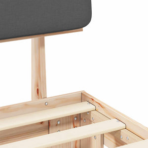 Sängram med Klädd Huvudgavel Mörkgrå 100 x 200 cm Massiv furu