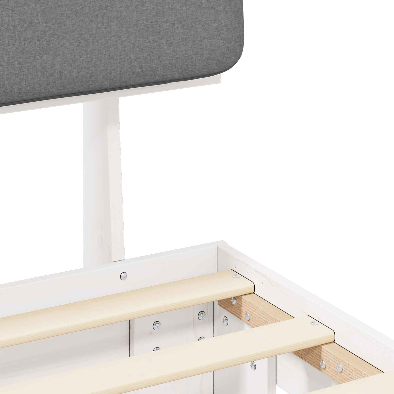 Sängram med Klädd Huvudgavel Ljusgrå 100 x 200 cm Massiv furu