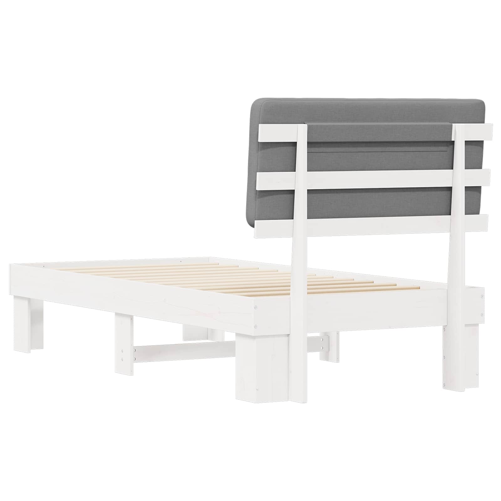 Sängram med Klädd Huvudgavel Ljusgrå 100 x 200 cm Massiv furu