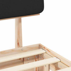 Sängram med Klädd Huvudgavel Svart 90 x 200 cm Massiv furu