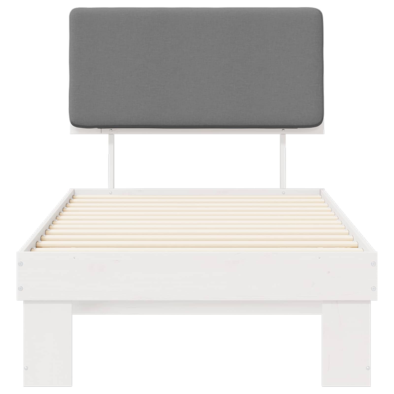 Sängram med Klädd Huvudgavel Ljusgrå 80 x 200 cm Massiv furu