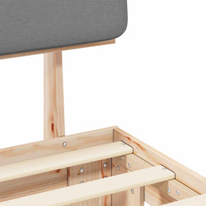 Sängram med Klädd Huvudgavel Ljusgrå 75 x 190 cm Massiv furu