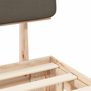 Sängram med Klädd Huvudgavel Taupe 75 x 190 cm Massiv furu