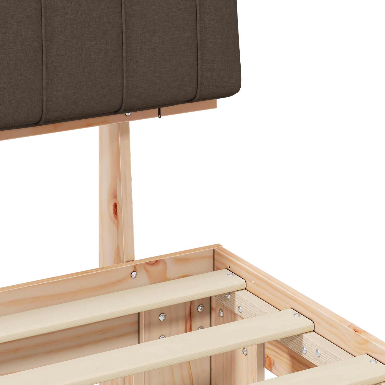 Sängram med Klädd Huvudgavel Taupe 160 x 200 cm Massiv furu