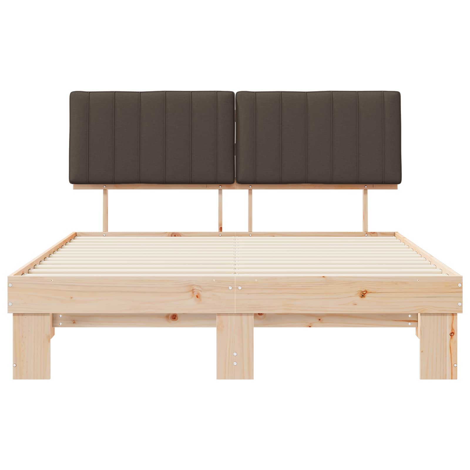 Sängram med Klädd Huvudgavel Taupe 160 x 200 cm Massiv furu