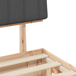 Sängram med Klädd Huvudgavel Mörkgrå 150 x 200 cm Massiv furu