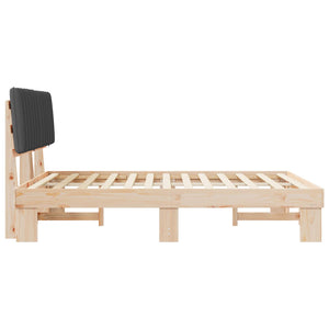 Sängram med Klädd Huvudgavel Mörkgrå 150 x 200 cm Massiv furu