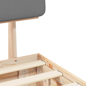 Sängram med Klädd Huvudgavel Ljusgrå 120 x 200 cm Massiv furu