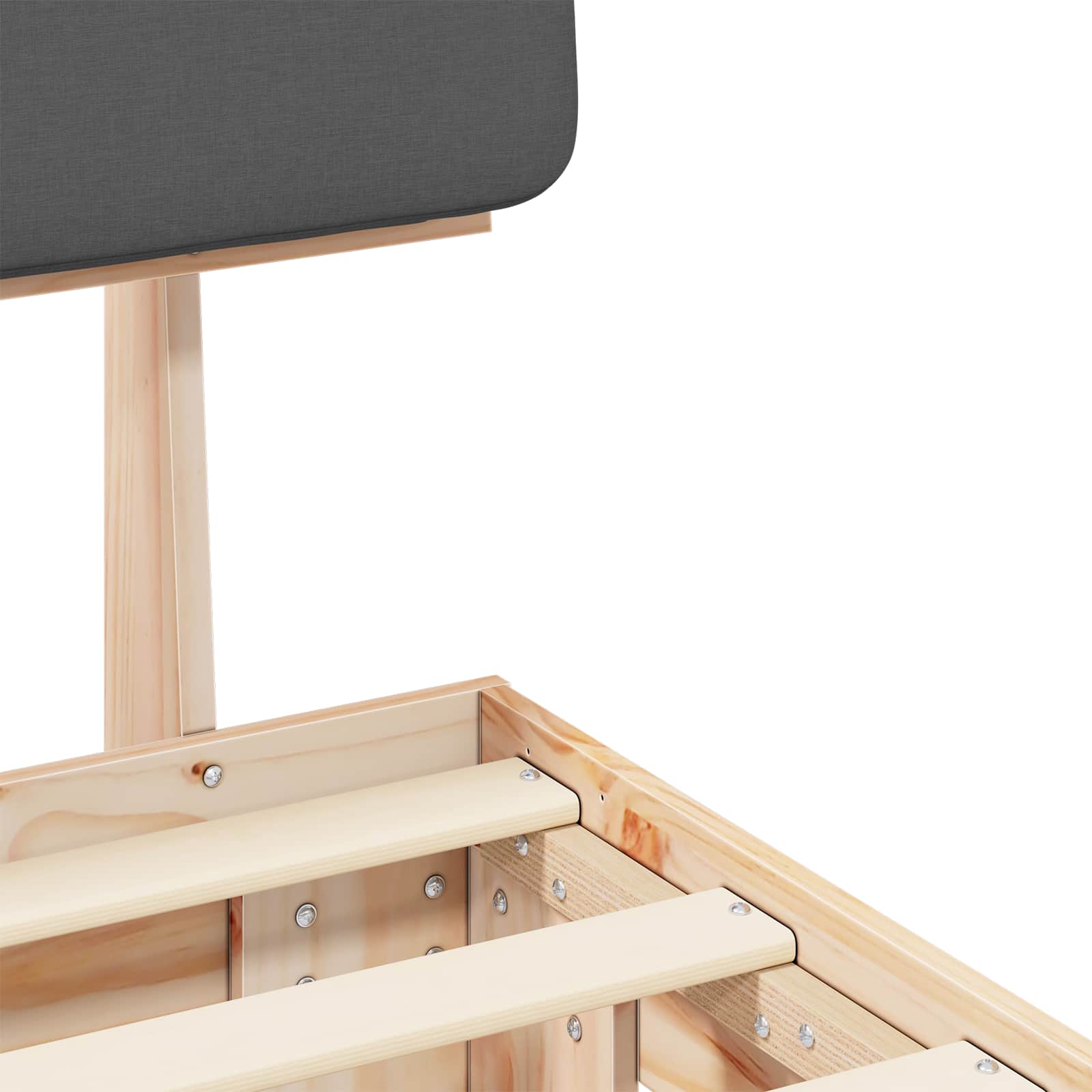 Sängram med Klädd Huvudgavel Mörkgrå 120 x 200 cm Massiv furu