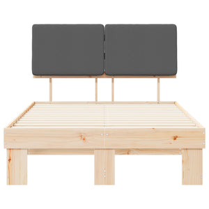 Sängram med Klädd Huvudgavel Mörkgrå 120 x 200 cm Massiv furu