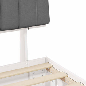 Sängram med Klädd Huvudgavel Ljusgrå 135 x 190 cm Massiv furu