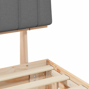 Sängram med Klädd Huvudgavel Ljusgrå 120 x 190 cm Massiv furu