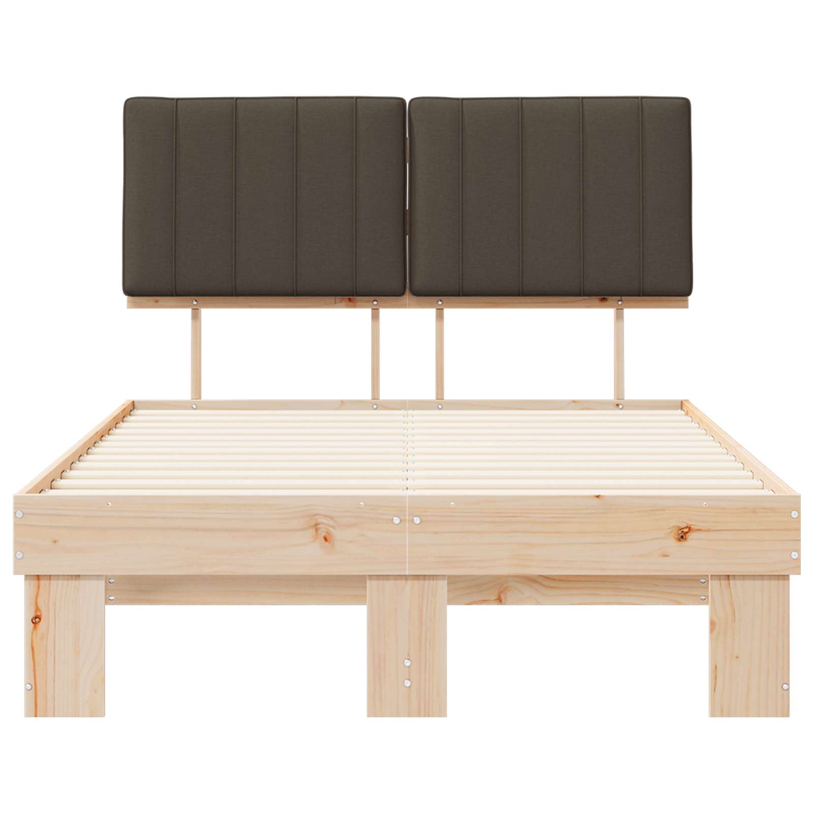 Sängram med Klädd Huvudgavel Taupe 120 x 190 cm Massiv furu